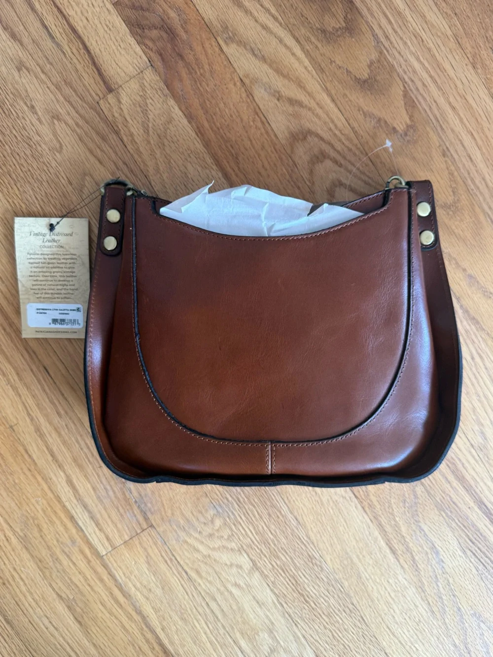 Patricia Nash Caletta Hobo Cognac Leather NWT Crossbody P135706 Dust Bag